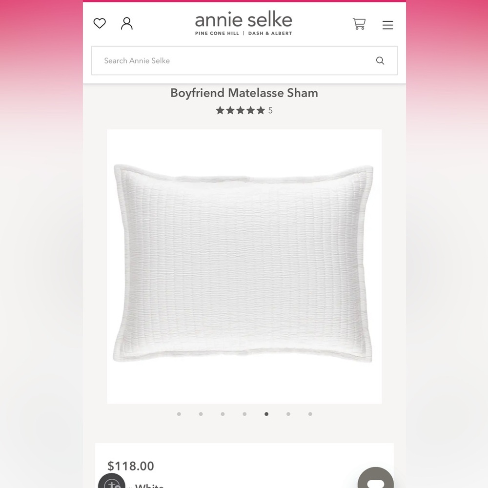 Annie Selke Matelasse Pillow Sham - Classic White